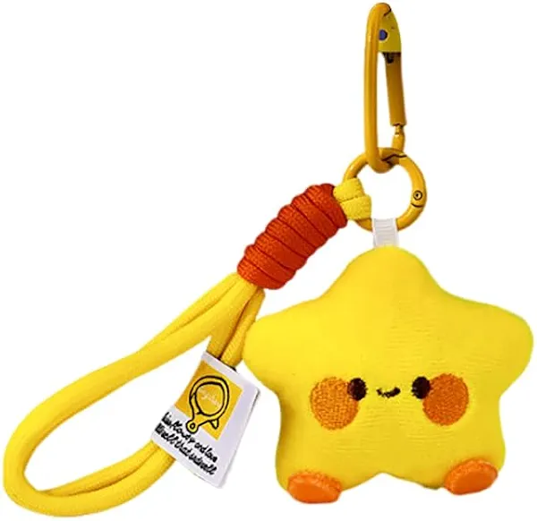 GKDFK Cute Plush Keychains Wristlet for Women Yellow Star Lanyard Key Rings Charm Wallet Car Keys Accessories