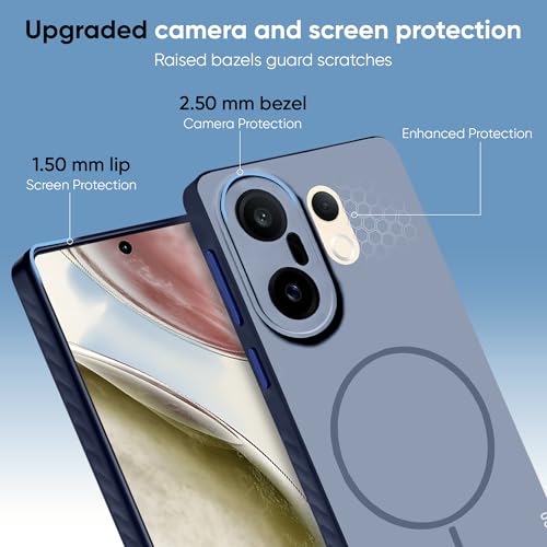Image of KARWAN Slim Shockproof Back Case Cover Compatible with Vivo X200 FE,Dual Layer Armor Protection with Matt Finish, Heavy Duty Cover with Magnetic MagEase Wireless Charging (Blue)