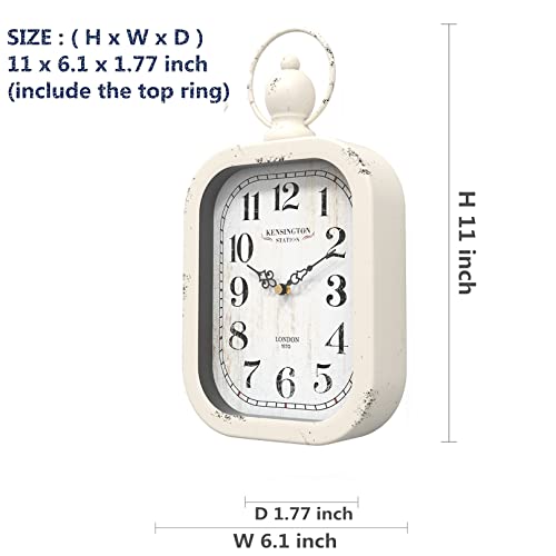 Menterry Small Retro Rectangle Wall Clock, White Antique Vintage Style, Battery Operated Silent Decor Wall Clocks For Farmhouse,Bedroom,Kitchen,Bathroom (11" H X 6.1" W) #TOP1