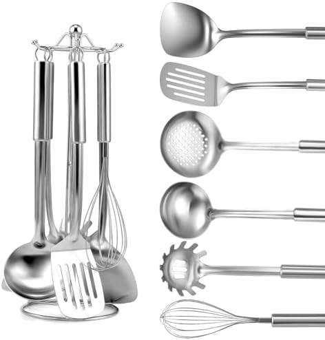 7 piezas utensilios de cocina acero inoxidable - mango para colga...
