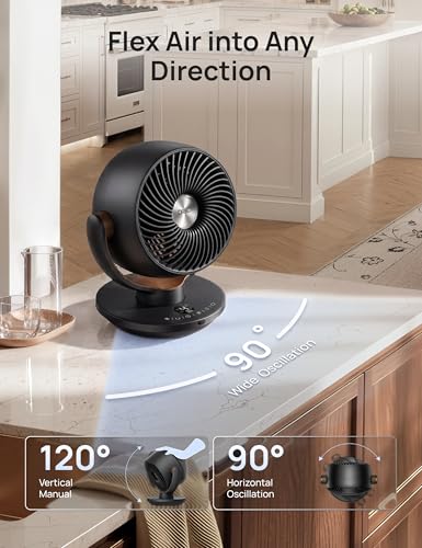 Image of DREO Fan for Bedroom, Desk Air Circulator Fan with Remote, 11 Inch Table Fans for Whole Room, 65ft Powerful Airflow, 120 Vertical Manual +90 Oscillating, 4 Speeds, 8H Timer, 25dB Quiet Fan, Home