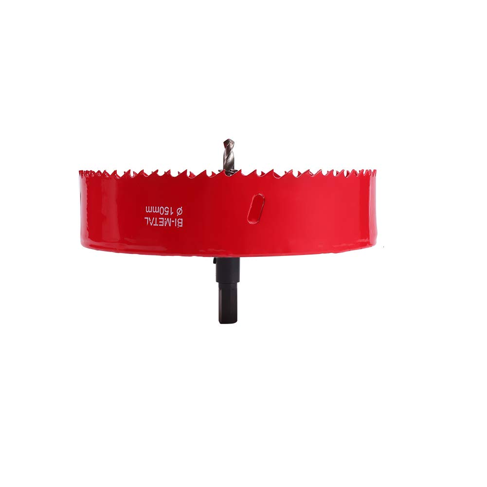 Utoolmart 150mm Bi-Metal Hole Saw M42 High Speed Steel Holesaw Blade 25mm Cutting Depth Opener Cutter Drill Bit with Triangular Handle for Wood Sheet Metal Plastic Fiberboard — image 1