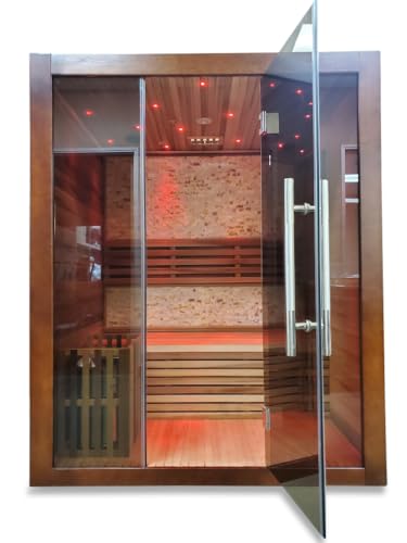 Canadian Red Cedar Wood Swedish Indoor Traditional Wet/Dry 2-3 Person Sauna SPA with 6KW 200F Heater and Rocks