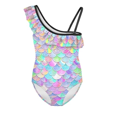 Girls One Piece Bathing Suit Trendy Summer One Shoulder Swimsuits Casual Ruffle Swimwear for Beach Pool Water Park