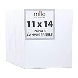 milo Canvas Panel Boards for Painting | 11x14 inches | 24 Pack of Flat Canvas Panels, Primed & Ready