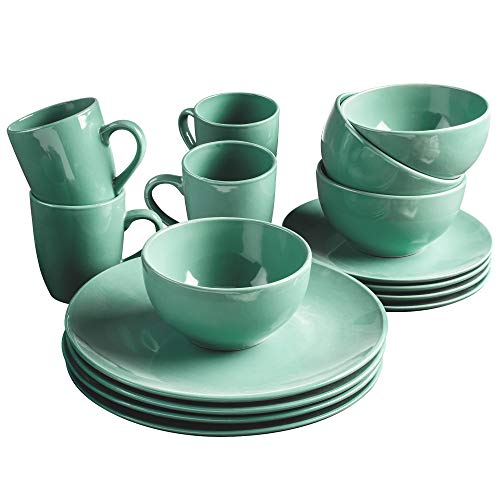 American Atelier Casual Dinnerware Set – 16-Piece Stoneware Party Collection w/ 4 Dinner