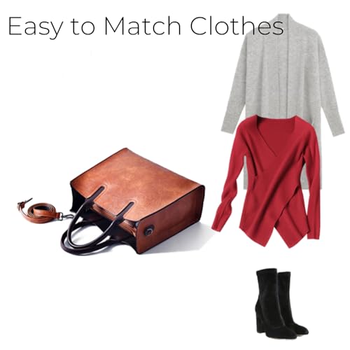 Image of Fashion Tote Handbags for Women Lightweight PU Leather Satchel Shoulder Crossbody Handbag Bags Waterproof Hobo Bag Retro Oil Wax Handle Satchel Purse Middle Size Multi Compartment Deep Red
