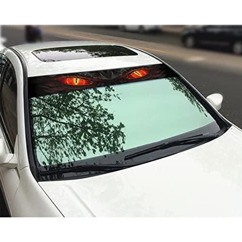 Qianbao 3D Universal Car Front Window Windshield Banner Vinyl Decal Front Rear Window Sun Strip Visor Decoration Sticker 52.3'' X8.2'',Devil Eyes #TOP5