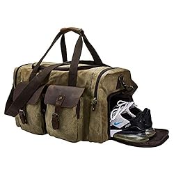BRASS TACKS Leathercraft Men's Waxed Canvas Vintage Overnight Duffel Weekend