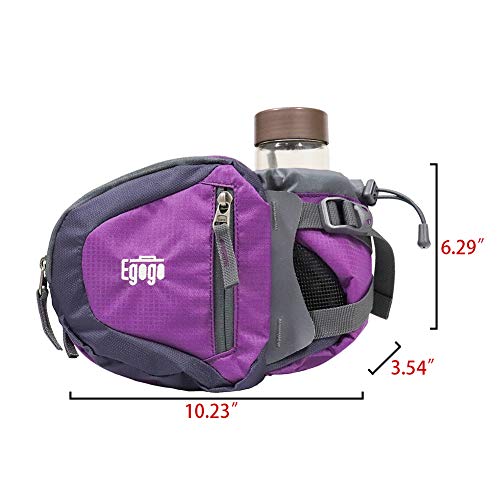 EGOGO Travel Sport Waist Pack Fanny Pack Bum Bag Hiking Bag with Water Bottle Holder S2209 (Dark Purple)
