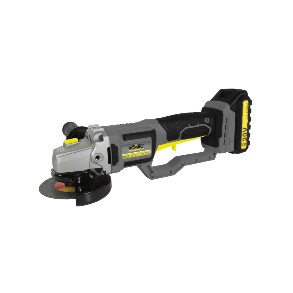 KOMBO Amoladora angular sin escobillas 125 mm - 20 V, 7000 rpm, motor sin escobillas, batería 4.0 Ah, 3 discos incluidos, maletín rígido y accesorios profesionales