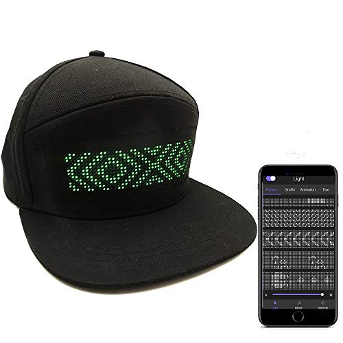 AINSKO LED Magic Bluetooth Smart Hat Fancy Cap APP Control Fashion Display Screen Hat Green