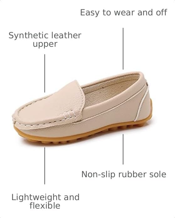 Image of SOFMUO Boys Girls Leather Loafers Slip-On Oxford Flats Boat Dress Schooling Daily Walking Shoes(Toddler /Little Kids)