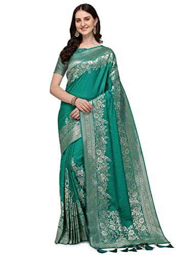 Image of Mehrang Cotton Banarasi Silk Saree for Women With Unstitched Blouse Piece