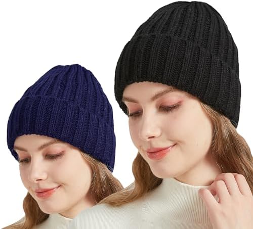NPQQUAN Thick Warm Winter Hats for Women Knit Beanie Hat Skull Cap Beanies for Men Women