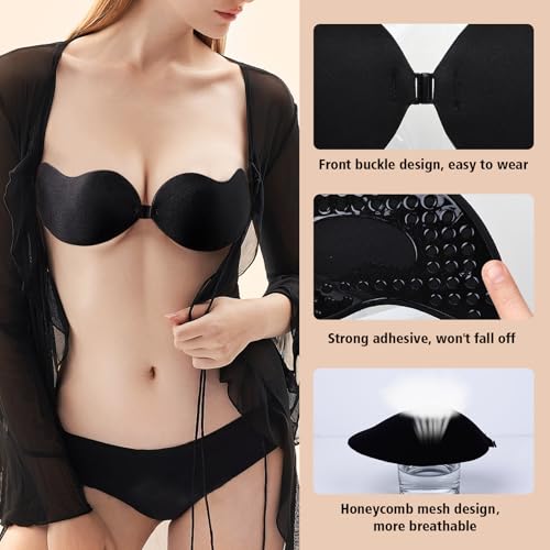 4-Pack Cleavage Bra, Push Up Sticky Bra Set – Strapless Backless Invisible Adhesive Bras for Women4