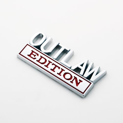 Image of 2Pc Outlaw Edition Emblem 3D Badge Stickers with Double Tape for Cars, Trucks, Motorcycles, Boats (Chrome Red)