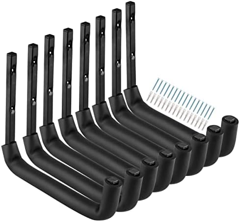 8 Pack Garage Storage Hooks,10 Inch Heavy Duty Ladder Storage Hanger, Heavdace Wall Mounted Utility Rack