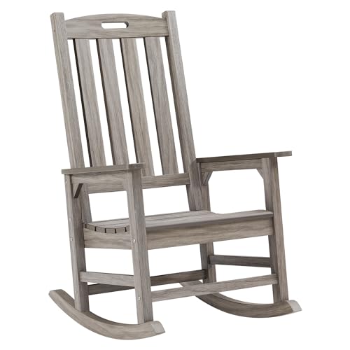 Image of Psilvam Oversized Outdoor Rocking Chair, HDPE Porch Rocker (Light Grey)