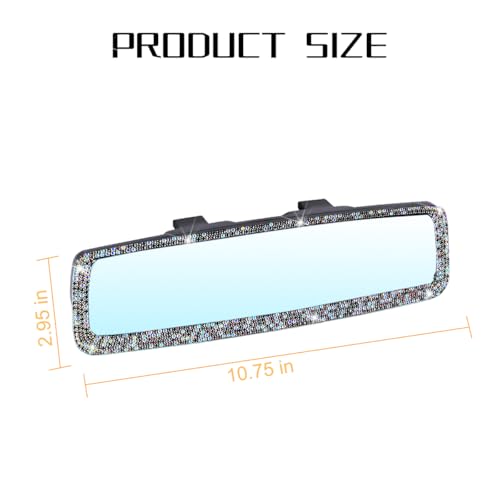 Image of Osilly Bling Car Rearview Mirror, Decorations Rear View Mirror with Crystal Rhinestones & Diamonds, Car Interior Trim Accessories, Clip-on & HD Glass, Sparkly Gift (AB Color+Purple)