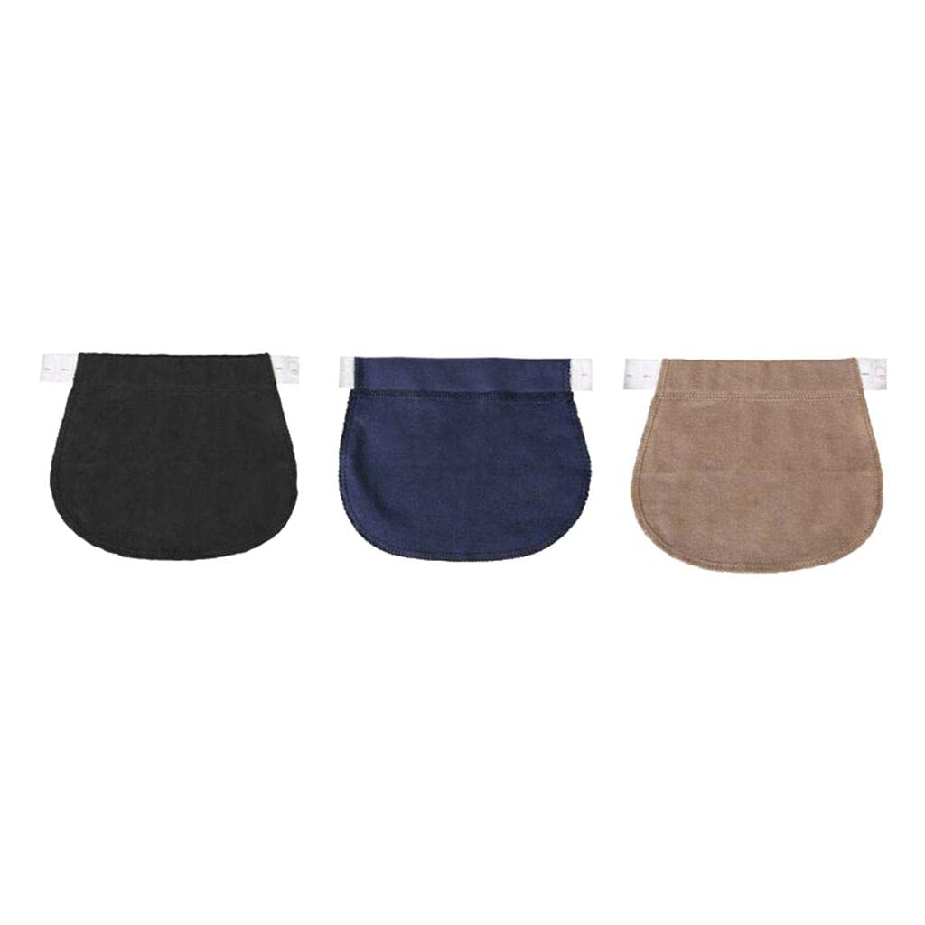 3pcs Waist Extender Pregnant Adjustable Waistband Expanders Black Navy Khaki-image-1