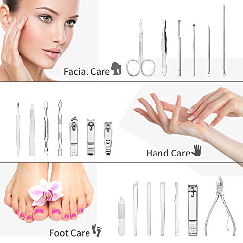 Kasimir Maniküre set 20-Teiliges Professionelle Pediküre Set Edelstahl Nagelknipser Set herren und Frau Nagelpflege Set Männer mit Ledertasche für Reise und Zuhause - Schwarz – Bild 4