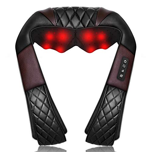 Shiatsu Neck and Back Massager with Heat, WOQQW Electric Deep Tissue 4D Kneading Shoulder Massage Pillow for Shoulder, Back and Neck, Muscle Pain Relief - Best Gifts Women Men Dad Mom