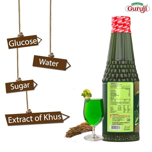 Image of Jai Guruji Khus Syrup Sharbat Instant Refreshing Drink For Summer (Mix with Water or Soda) - 750ML
