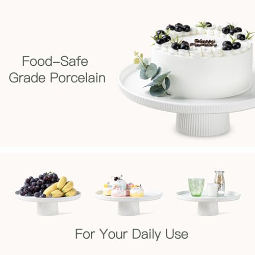 13 Inch Cake Stand, Ceramic Cake Stands for Party, Elegant Wedding Cake Plate for Dessert Table Display, Dessert and Cupcake Stand for Party, Baby Shower, Birthday, White - Image 7