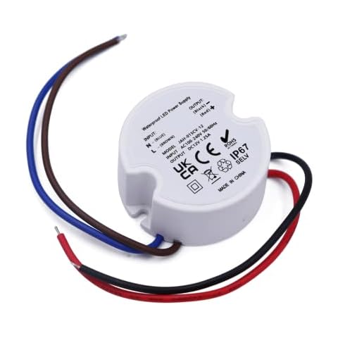 LED Driver 12V IP67, 15W 1.25A Small Size 240V to 12V Transformer for Kitchen Under Cabinet LED Strips, MR16 G4 MR11 Spotlight Bulbs, Bathroom Lamps, Noobibaba 1 Piece Cover