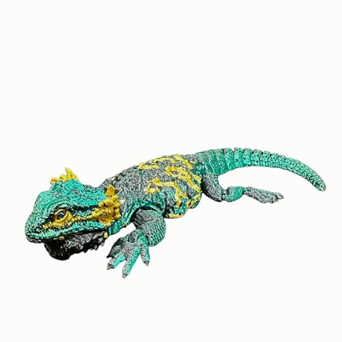 3D Printed Realistic Bearded Dragon with Articulating Limbs, Movable Tail, and Functional Jaw – Lifelike Collectible Reptile Model - 9.5" Long (Green)