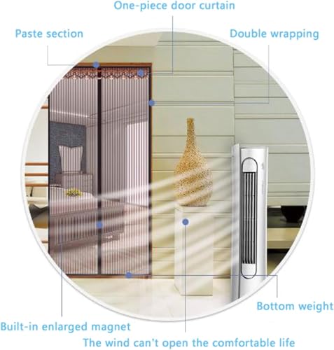 Image of Polyester Magnetic Mosquito Net Planet Theme Curtain Compatible with All Door Types & Sizes Auto-Closing Insect Screen with Self Adhesive Hook Tape (200 * 100 cm-Brown)