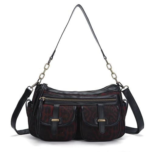 Image of Angel Kiss Hobo Purses for Women Crossbody Shoulder Bag Ladies Multi Pocket Handbags with Adjustable Shoulder Strap | Soft Vegan Leather