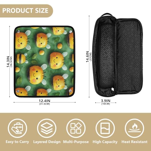 Cute Bees Estuche de Viaje 2 en 1 para Rizador con Alfombrilla Resistente al Calor Impermeable Bolsa Abierta para Plancha y Accesorios de Cuidado Capilar miniatura 4
