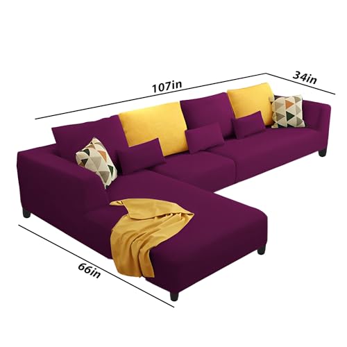 Image of Casaliving Minta LHS 6 Seater L Shape Sofa Set for Living Room (Purple Colour) Velvet Fabric Sofa Set for Living Room