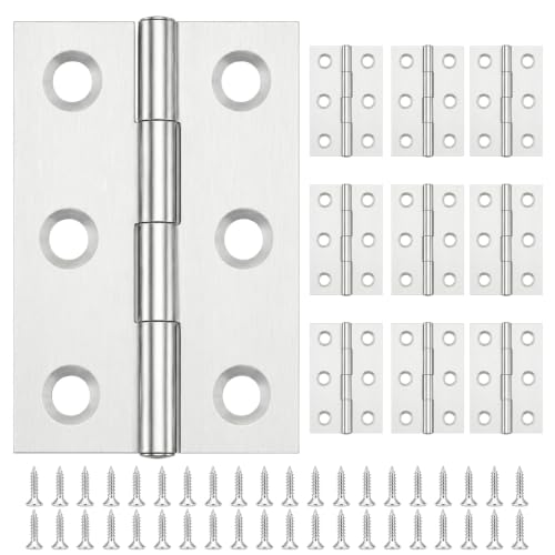 Image of Amlif 10PCS Stainless Steel Door Hinges 3-Hole 44x32x1mm with 60 Screws