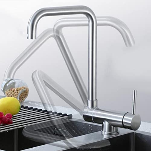 Mitigeur de cuisine pivotant 360° et rabattable en acier brossé - 3