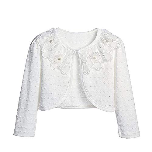 CONGMI Little Girls' Long Short Sleeve Lace Bolero Cardigan Shrug Dress Cover up 2-11 Years (10#, 5-6T)