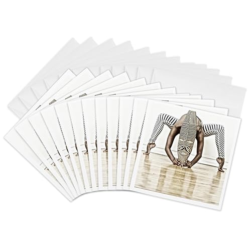 Carte de voeux yoga et danse avec masque africain en bois zébré haute finition