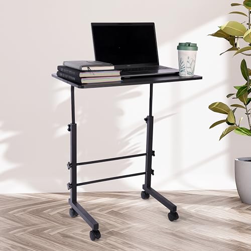 KYZEN Height Adjustable Multipurpose Table on Wheels for Study, Laptop, Office Work, Classroom and Computer Use, Mobile Workstation Desk with Smooth Rolling Casters Size: 39Lx59Wx76H CM