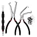 Jeyntanc 3Pcs Electrical Disconnect Pliers 37960, 37980, Fuel Line Petrol Clip Pipe Plier, Angled Wire Plug Removal Tool Set for Car Push Tab Style Plugs Separator(Color:Black)
