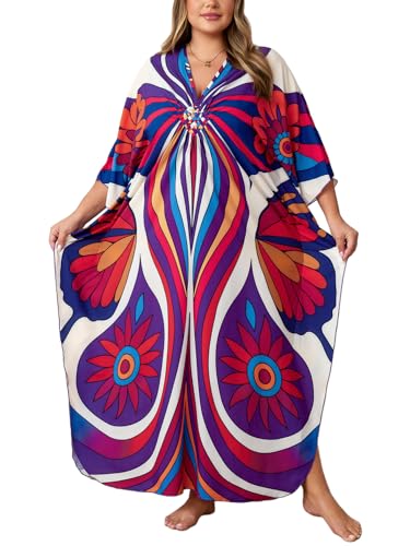 Image of Kaftan Dress for Women - Plus Size Caftan Maxi Beach Dress Moo Moos Loungewear, Swimsuit Cover Up for Beach, Pool or Vacation
