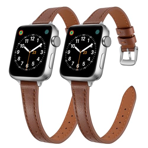 2-pack Slim Leather Band Compatible with Apple Watch Bands for women