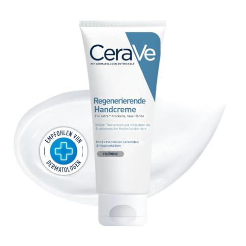 CeraVe Regenerierende Handcreme Sanfte Creme bei empfindlicher Haut Ohne Duftstoffe Bei Neurodermitis oder Allergien Mit Hyaluronsäure und essenziellen Ceramiden 100 ml