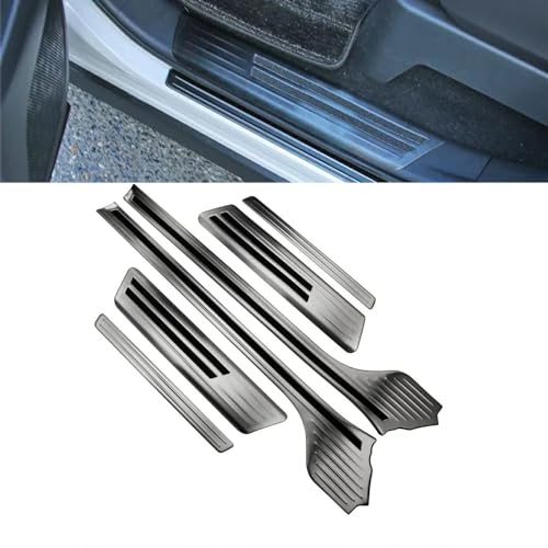 KMONDER ヴォクシー90系 ノア90系 NOAH VOXY パーツ アクセサリー スカッフプレート サイドステップ 内側&外側 ドアスカッフキッキング 6P 選べる2カラー ステンレス製 アクセサリー (ブラックヘアライン)