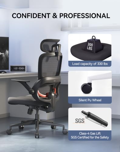Image of SIHOO B100 SE Office Chair, Soft Memory Foam Desk Chair with Adaptive Lumbar Support & 2D Flip-up Armrests, 135 tilt Computer Chair for Home Office, Black