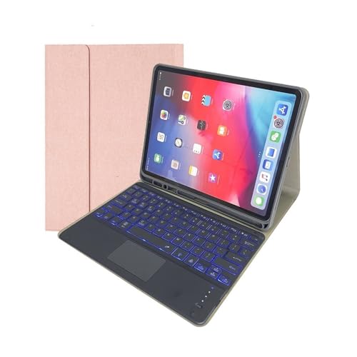 Teclado táctil a color para estudiar con iPad Air 3 y 7/8/9 Gen con funda rosa