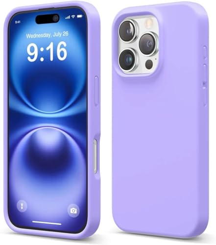Image of Premium Liquid Silicone Case for iPhone 16 Pro - Slim Full Body Protective Back Cover with Soft Microfiber Lining, Anti-Slip Grip Scratch Resistant Phone Case (Lavender)