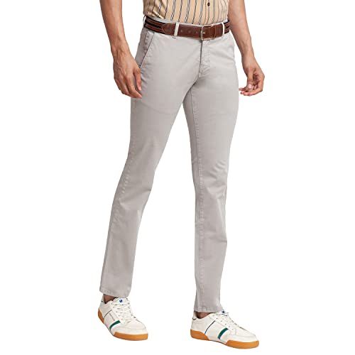 Image of Parx Men's Cotton Blend Solid Pattern Low Rise Tapered Fit Flat Front Casual Trouser