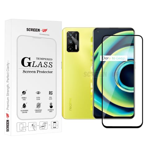 Image of ScreenUp Tempered Glass For Realme Q3 Pro 5G - Ultra Clear, 9H Scratch Resistant, Full Coverage, Easy Install Screen Protector